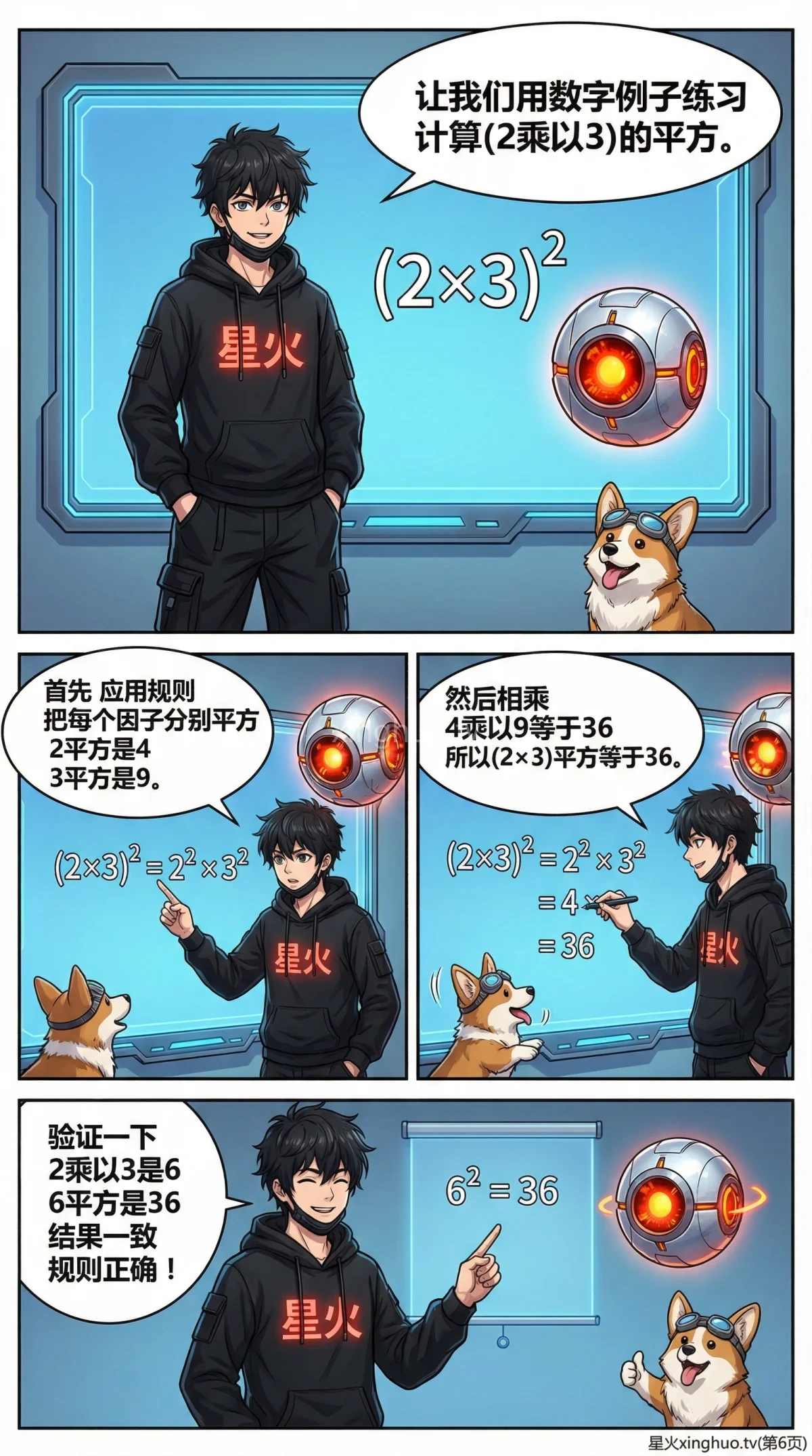 积的乘方法则详解：公式推导、例题与练习题（幂的运算） - 第 6 页