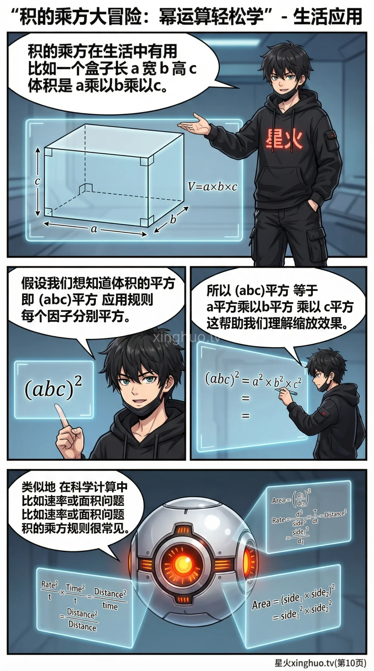 积的乘方法则详解：公式推导、例题与练习题（幂的运算） - 第 10 页