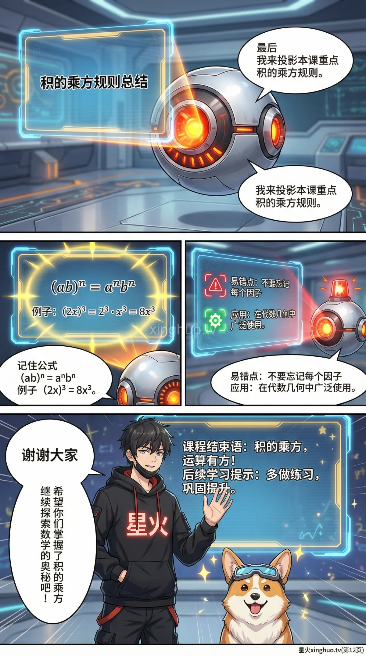 积的乘方法则详解：公式推导、例题与练习题（幂的运算） - 第 12 页