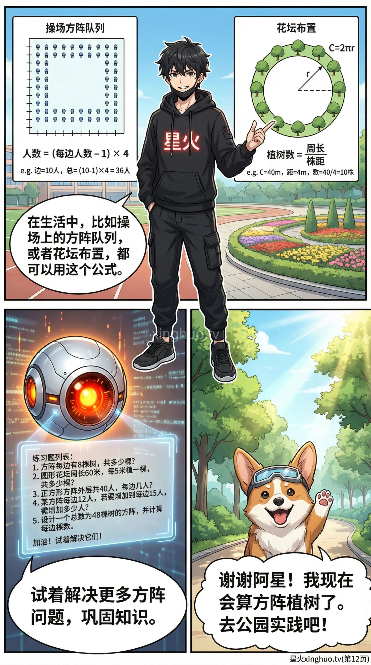 方阵植树问题详解：核心公式、例题与解题技巧 | 小学数学应用题 - 第 12 页