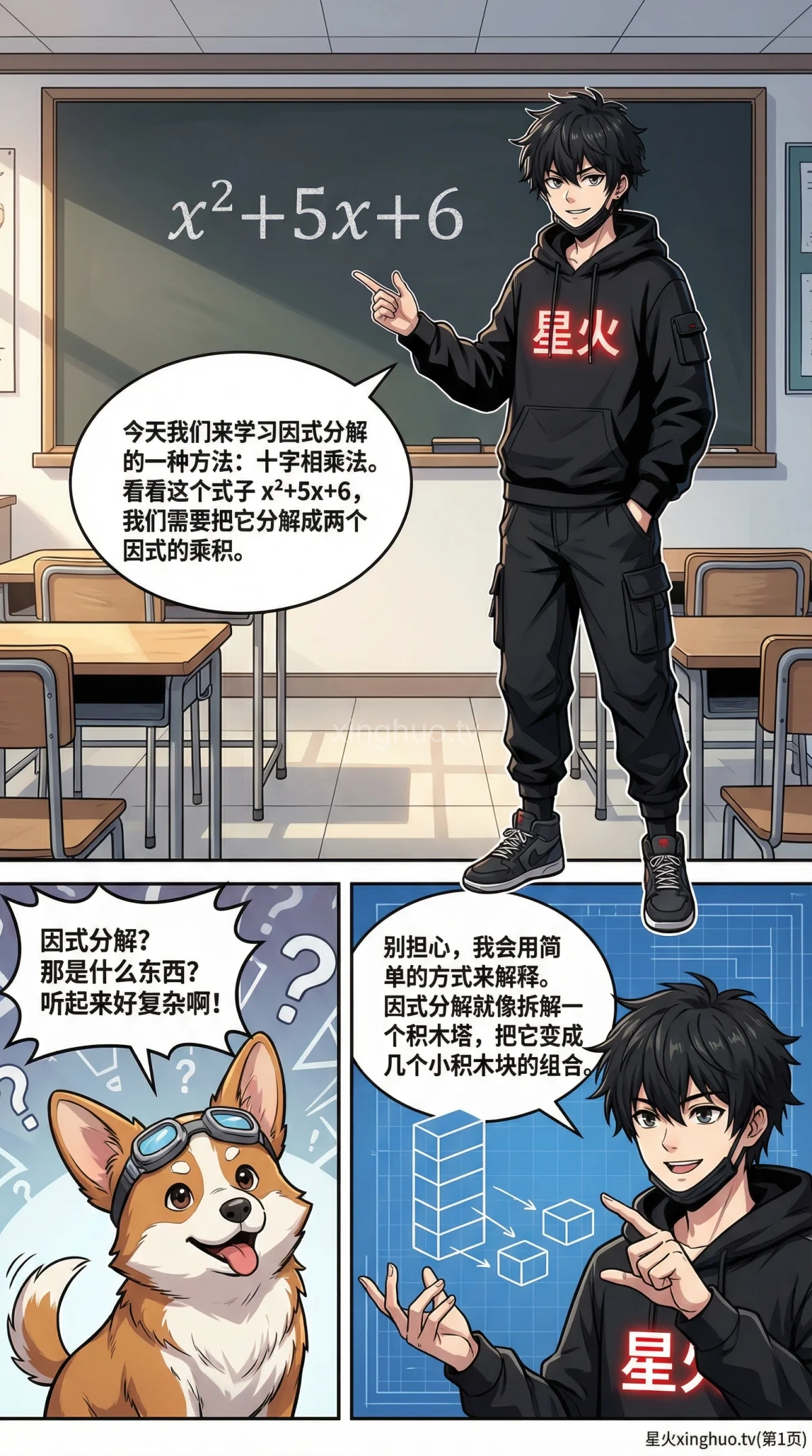 十字相乘法因式分解详解：二次三项式例题与步骤解析 - 第 1 页