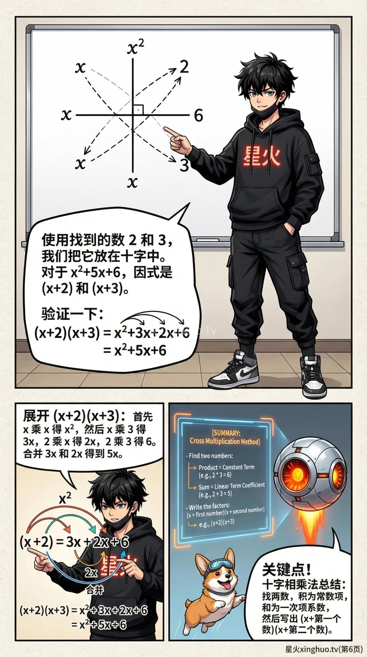 十字相乘法因式分解详解：二次三项式例题与步骤解析 - 第 6 页