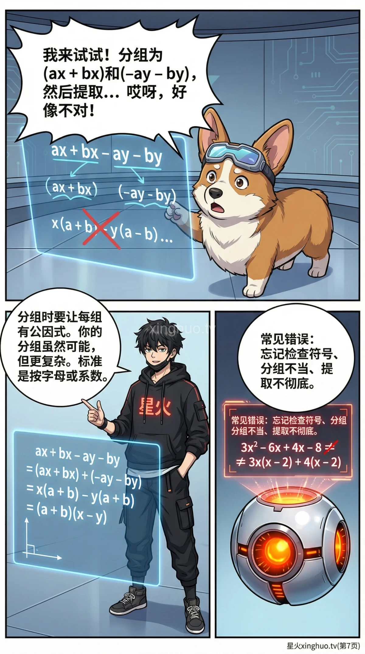 分组分解法详解：因式分解步骤、例题与技巧 | 初中数学 - 第 7 页