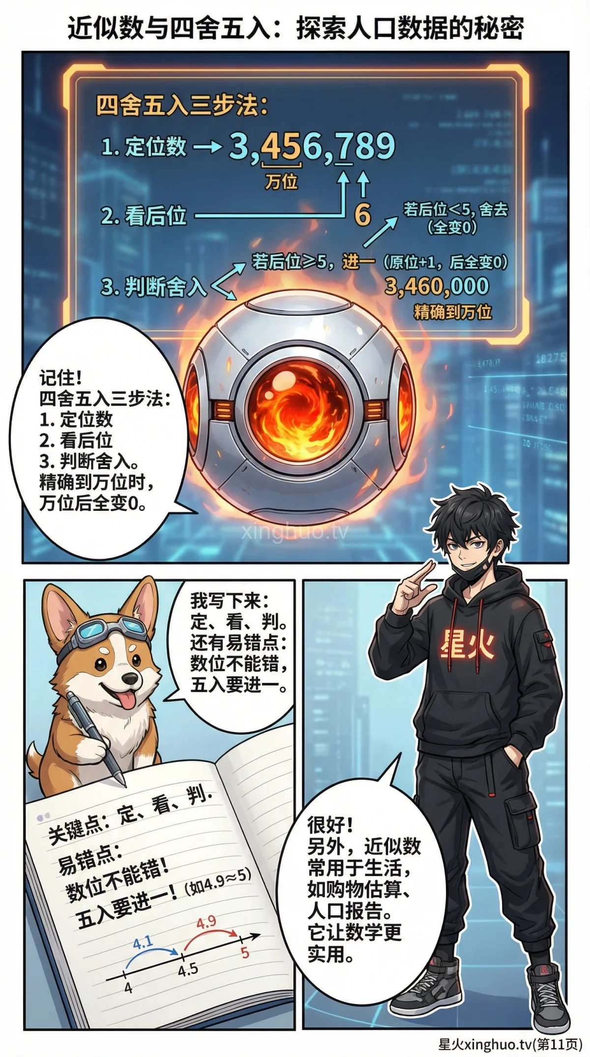 近似数与四舍五入详解：方法步骤、实例与常见错误（小学数学） - 第 11 页