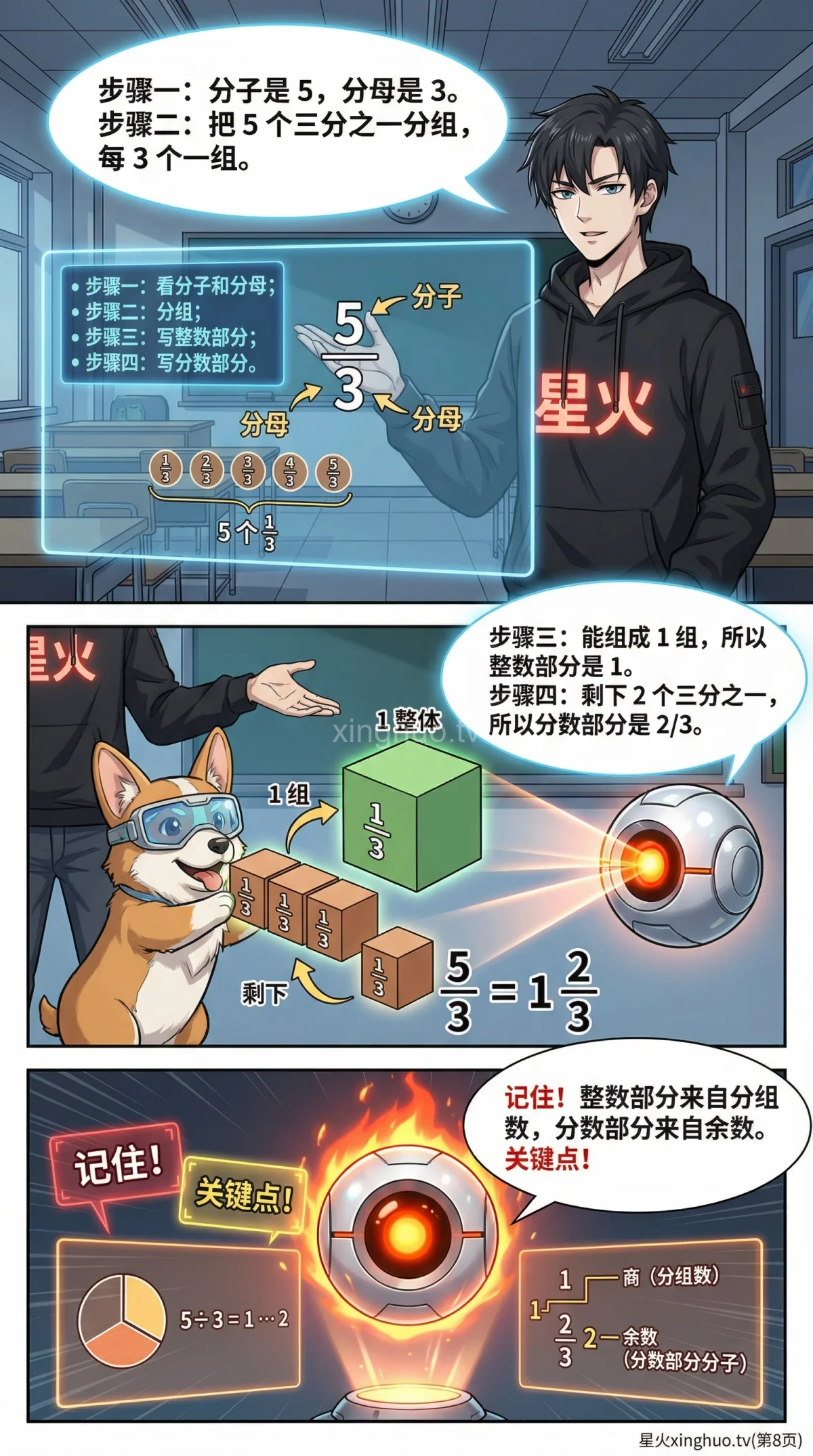 真分数与假分数的区别与转换详解 | 附练习题与概念辨析 - 第 8 页