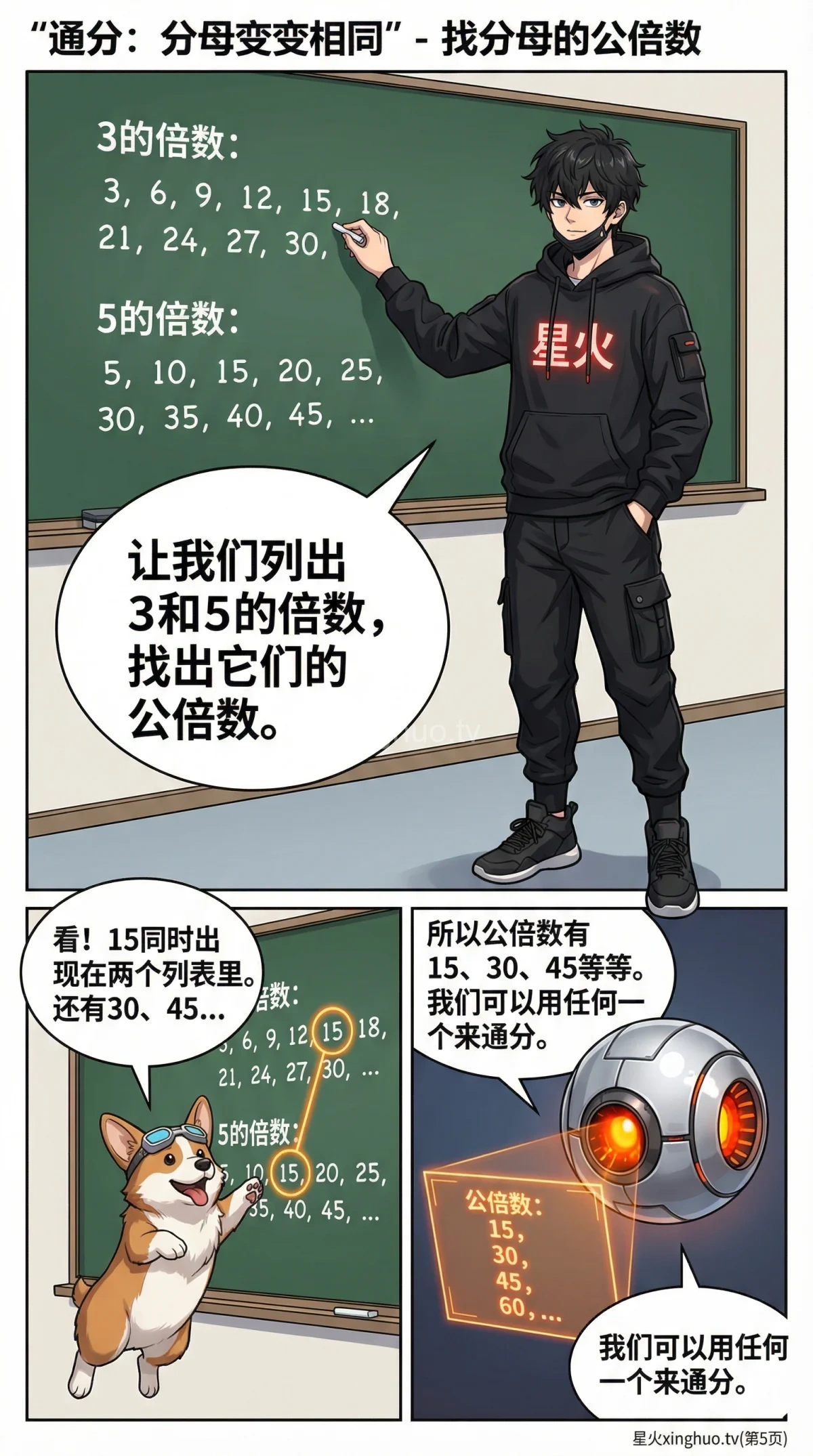 通分详解：方法步骤、练习题与常见错误解析 | 小学数学分数运算 - 第 5 页