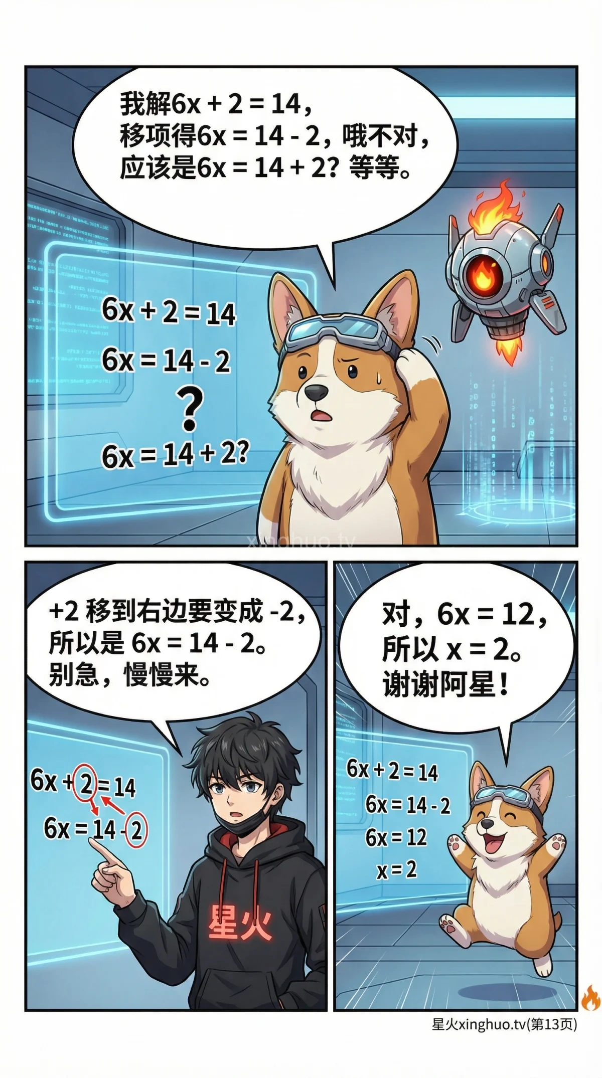 一元一次方程移项法则详解：步骤、例题与常见错误 - 第 13 页