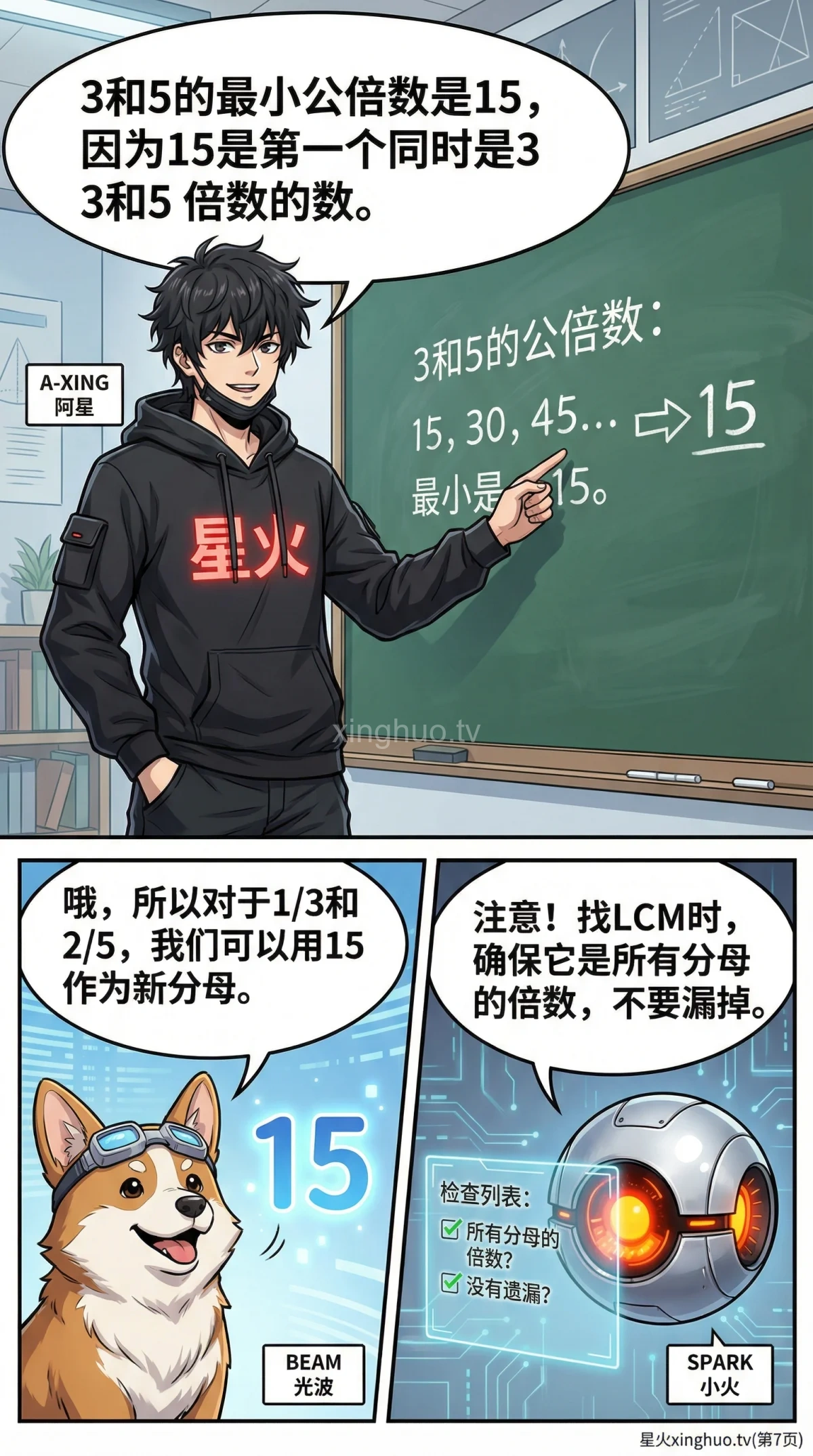 通分详解：方法步骤、练习题与常见错误解析 | 小学数学分数运算 - 第 7 页