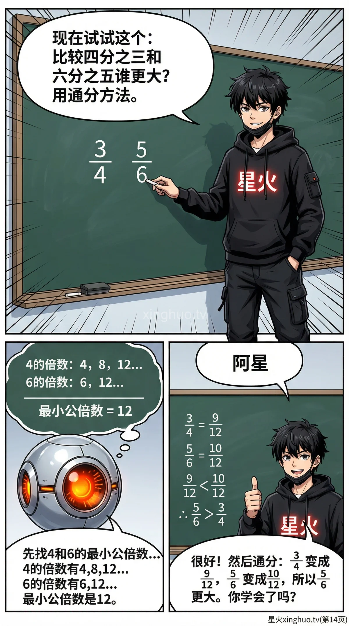 通分详解：方法步骤、练习题与常见错误解析 | 小学数学分数运算 - 第 14 页