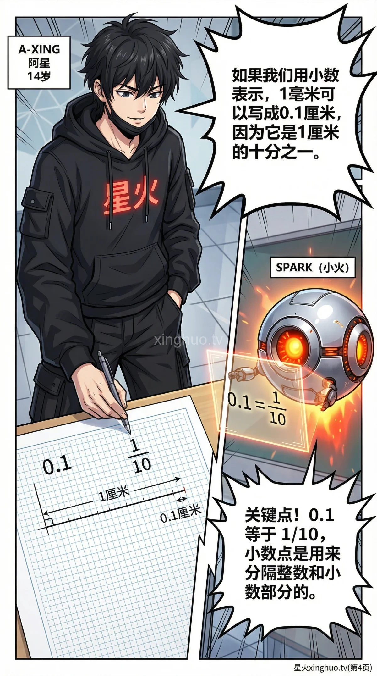 小数的意义：十分之一详解与分数转换练习题 | 小学数学 - 第 4 页