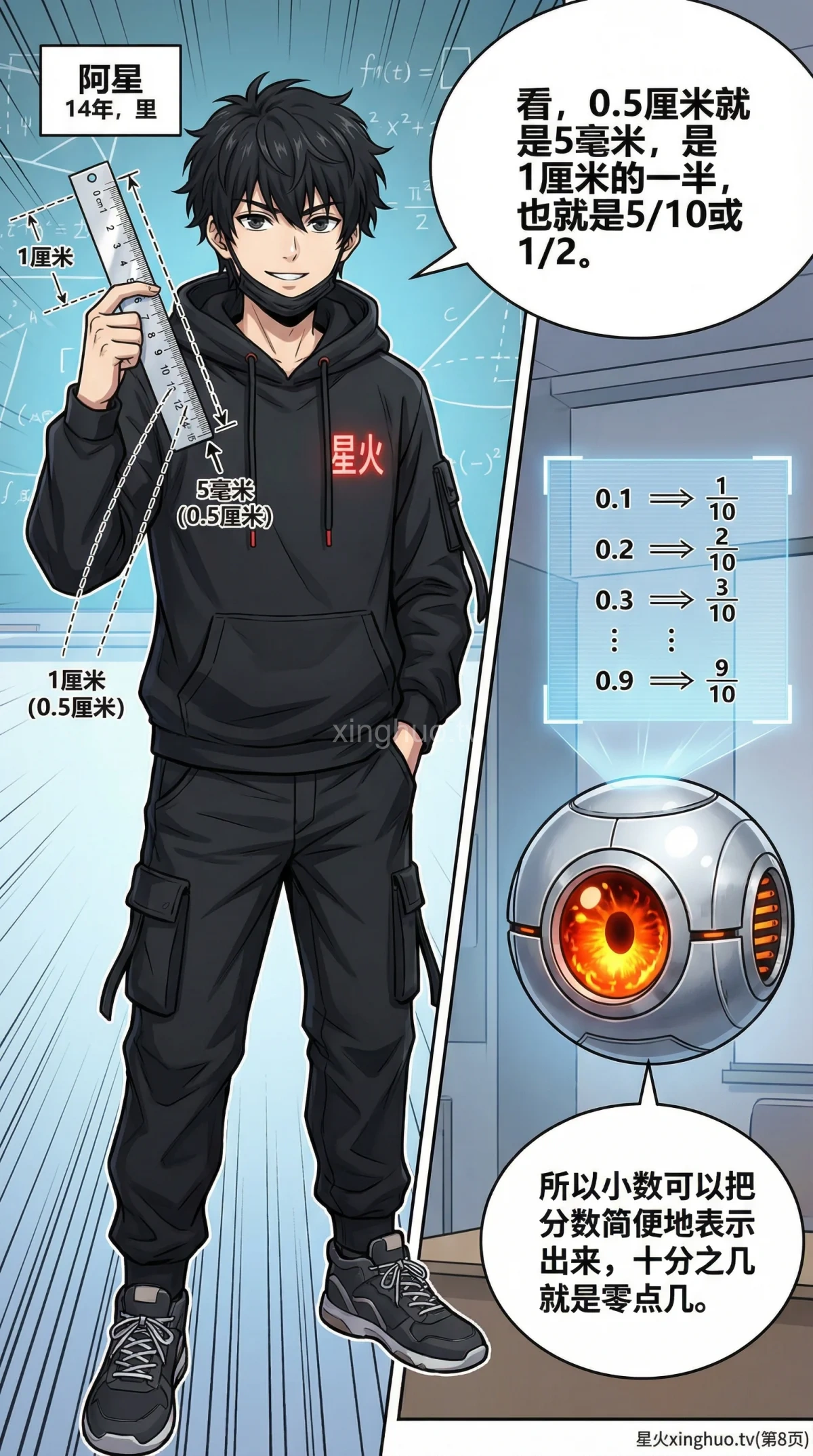 小数的意义：十分之一详解与分数转换练习题 | 小学数学 - 第 8 页