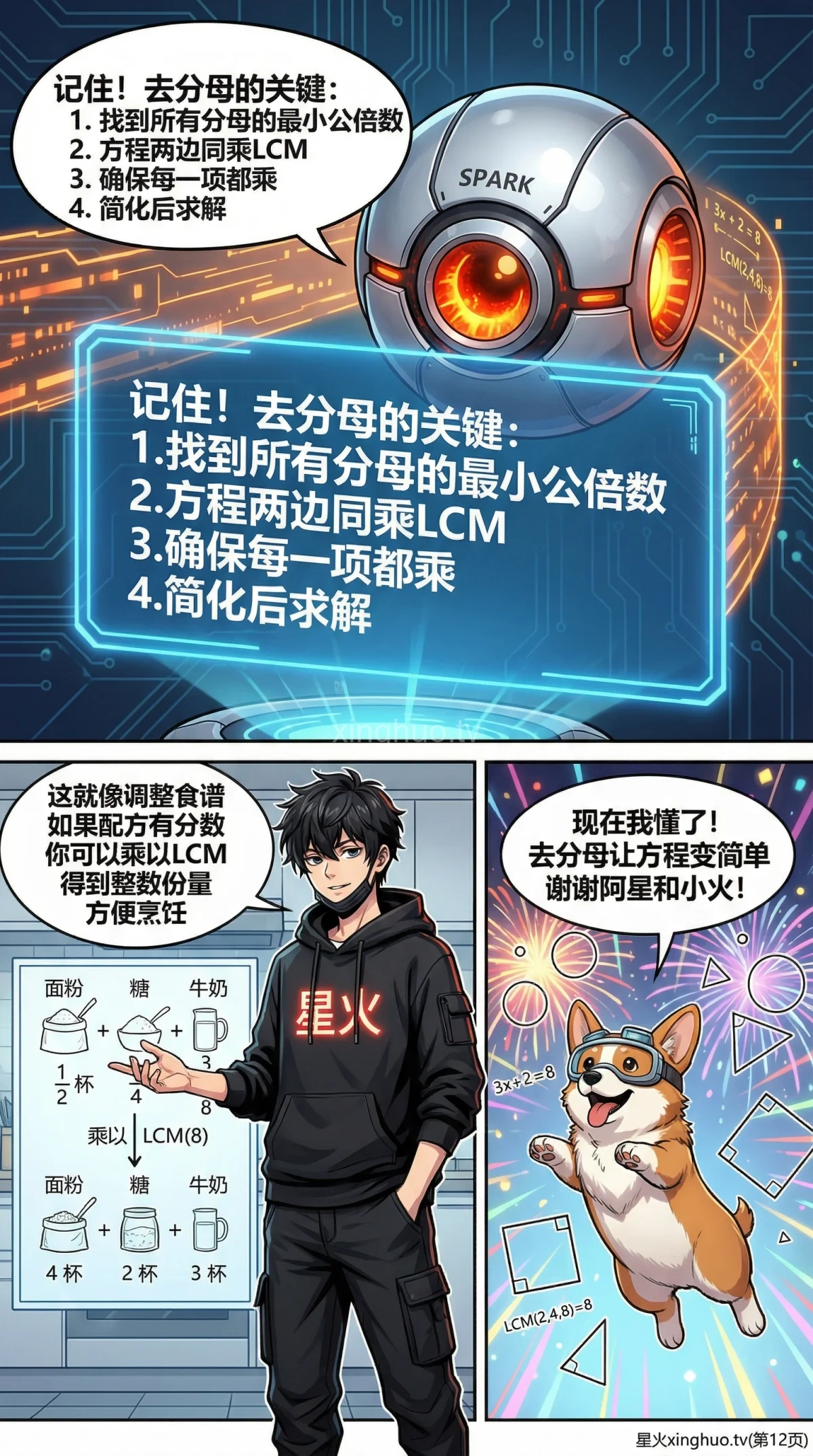 一元一次方程去分母：步骤详解与例题解析 | 初中数学 - 第 12 页