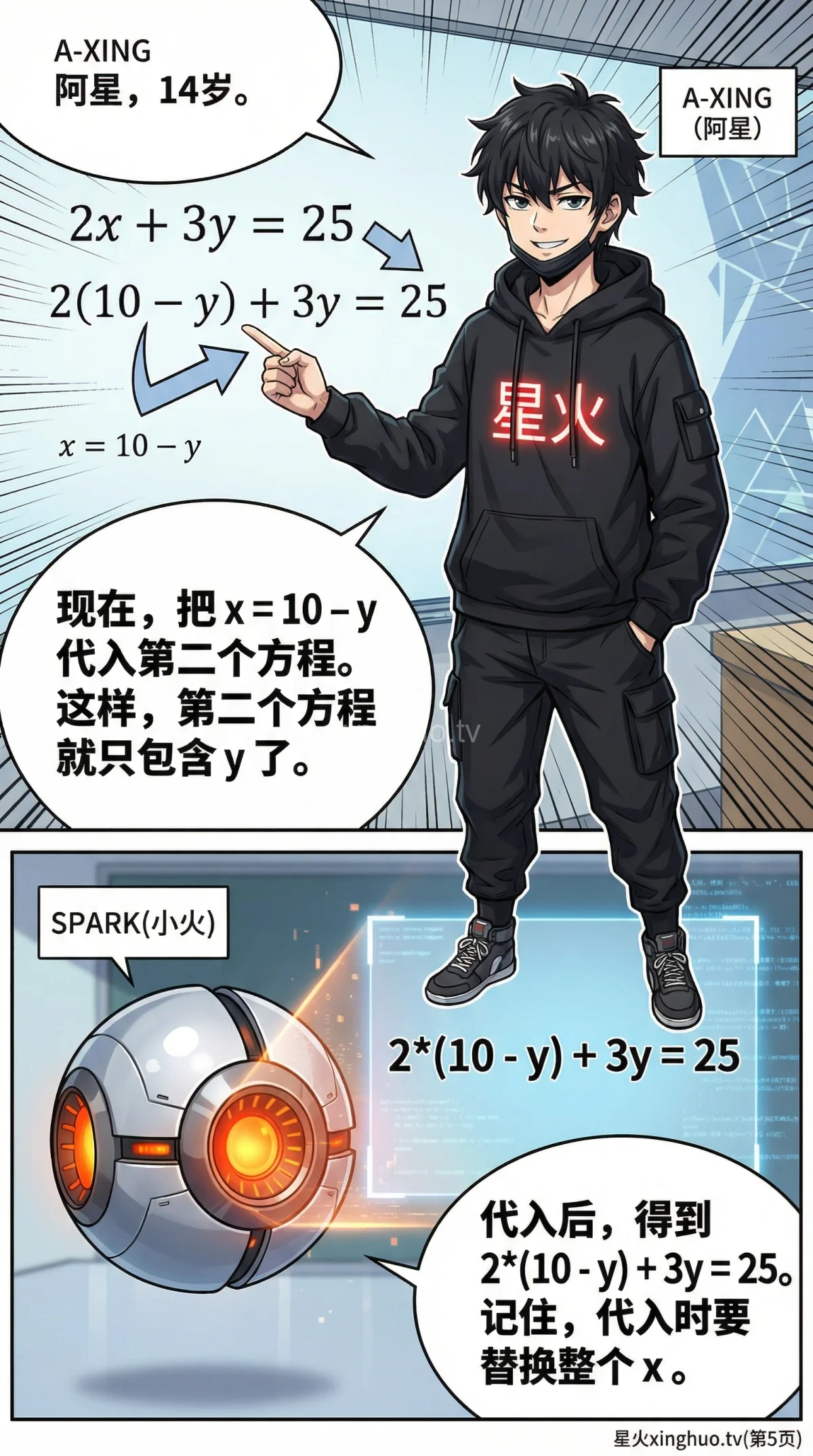 代入消元法解方程组：步骤详解与例题精讲（初中数学） - 第 5 页