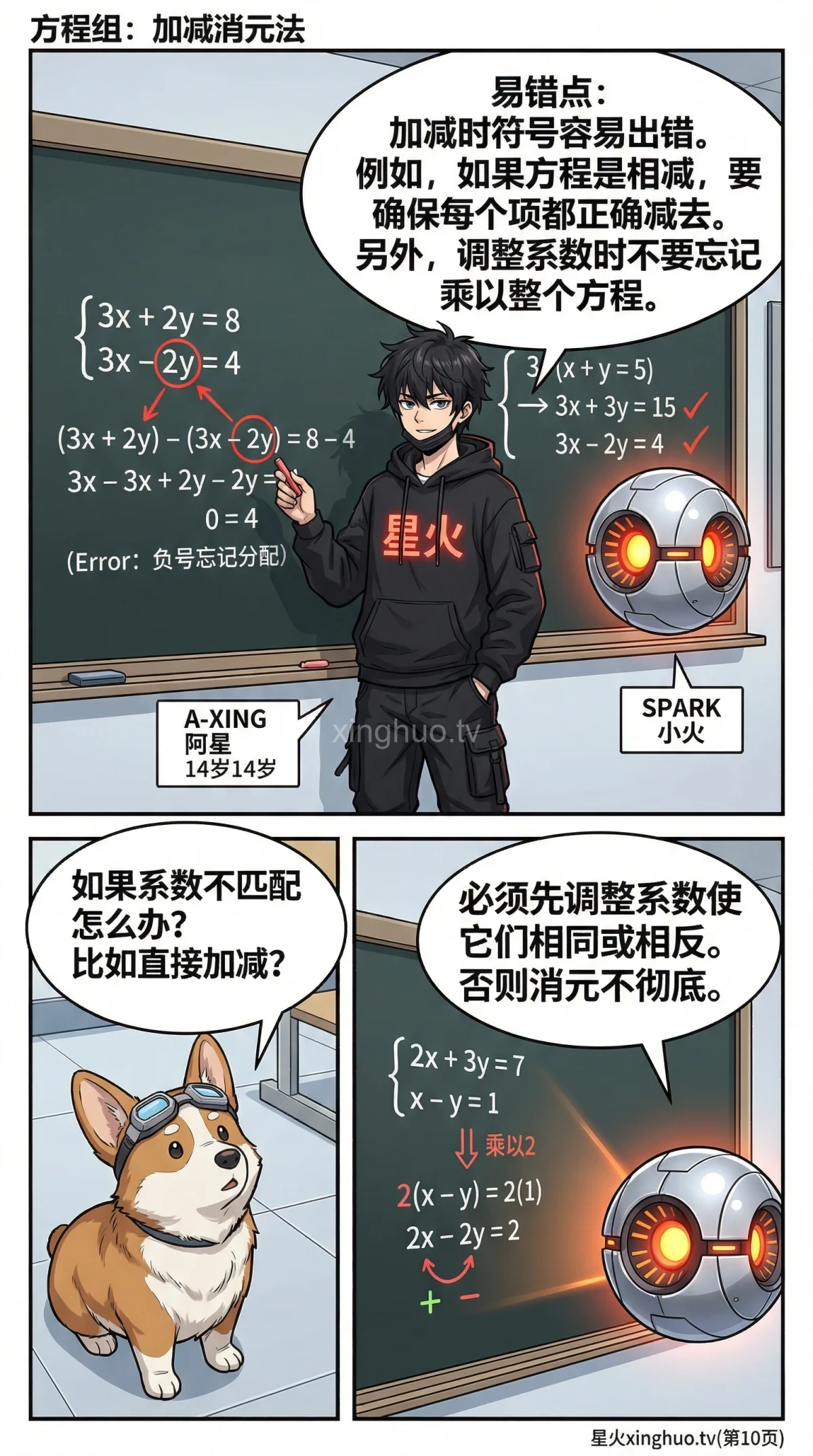 加减消元法解方程组：步骤详解与例题精讲 | 初中数学 - 第 10 页