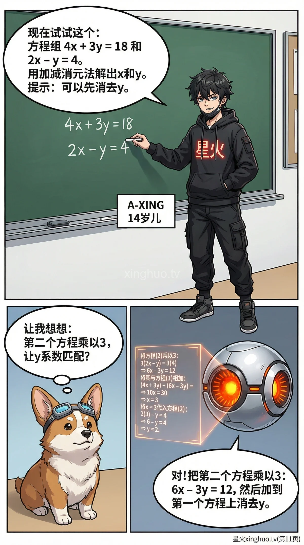 加减消元法解方程组：步骤详解与例题精讲 | 初中数学 - 第 11 页