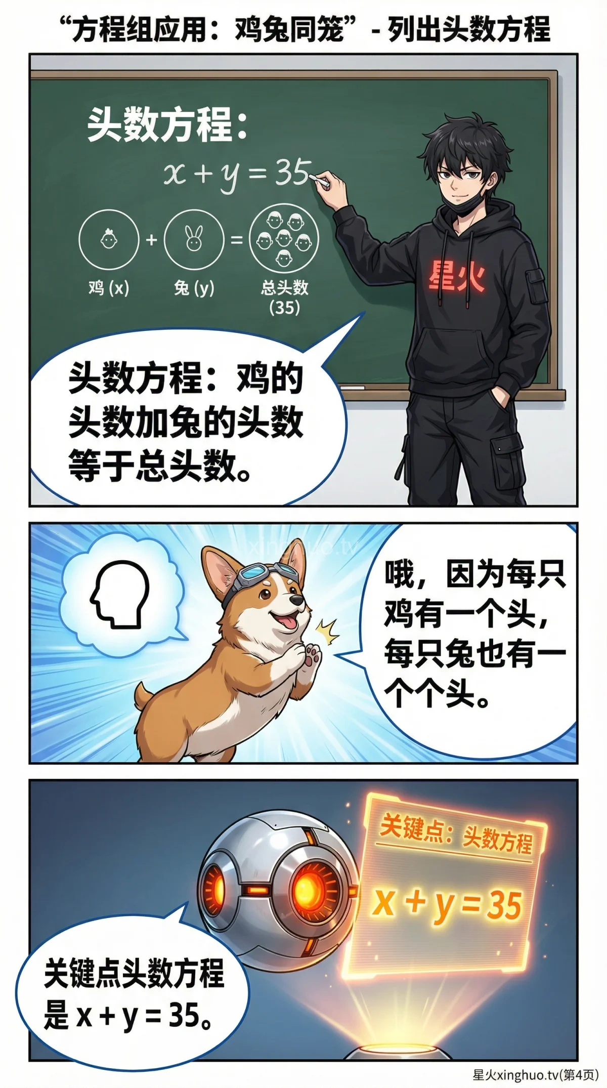 鸡兔同笼问题解法详解：二元一次方程组应用与练习题 | 数学建模教学 - 第 4 页