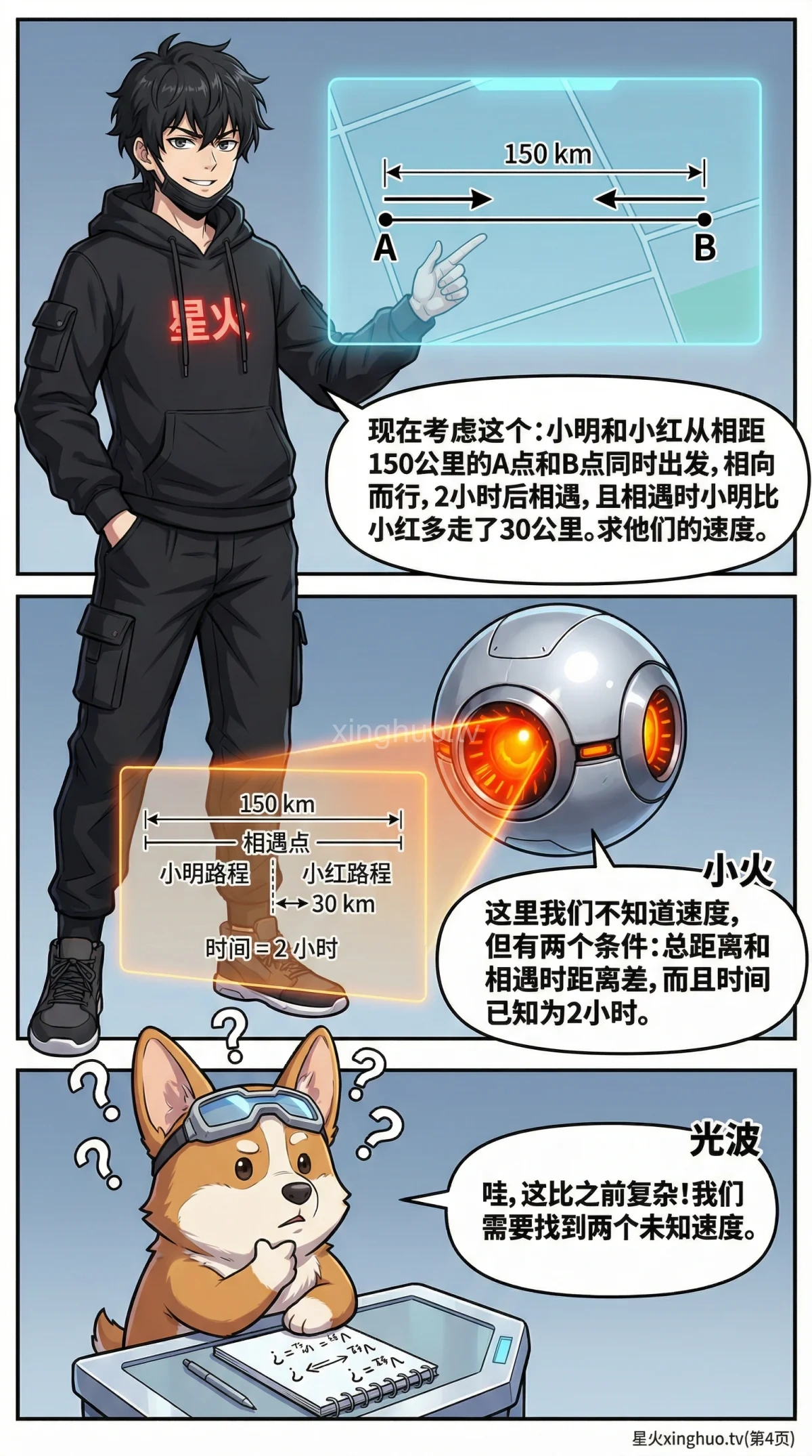 相遇追及问题详解：方程组解法与练习题 | 小学数学/初中数学应用题 - 第 4 页