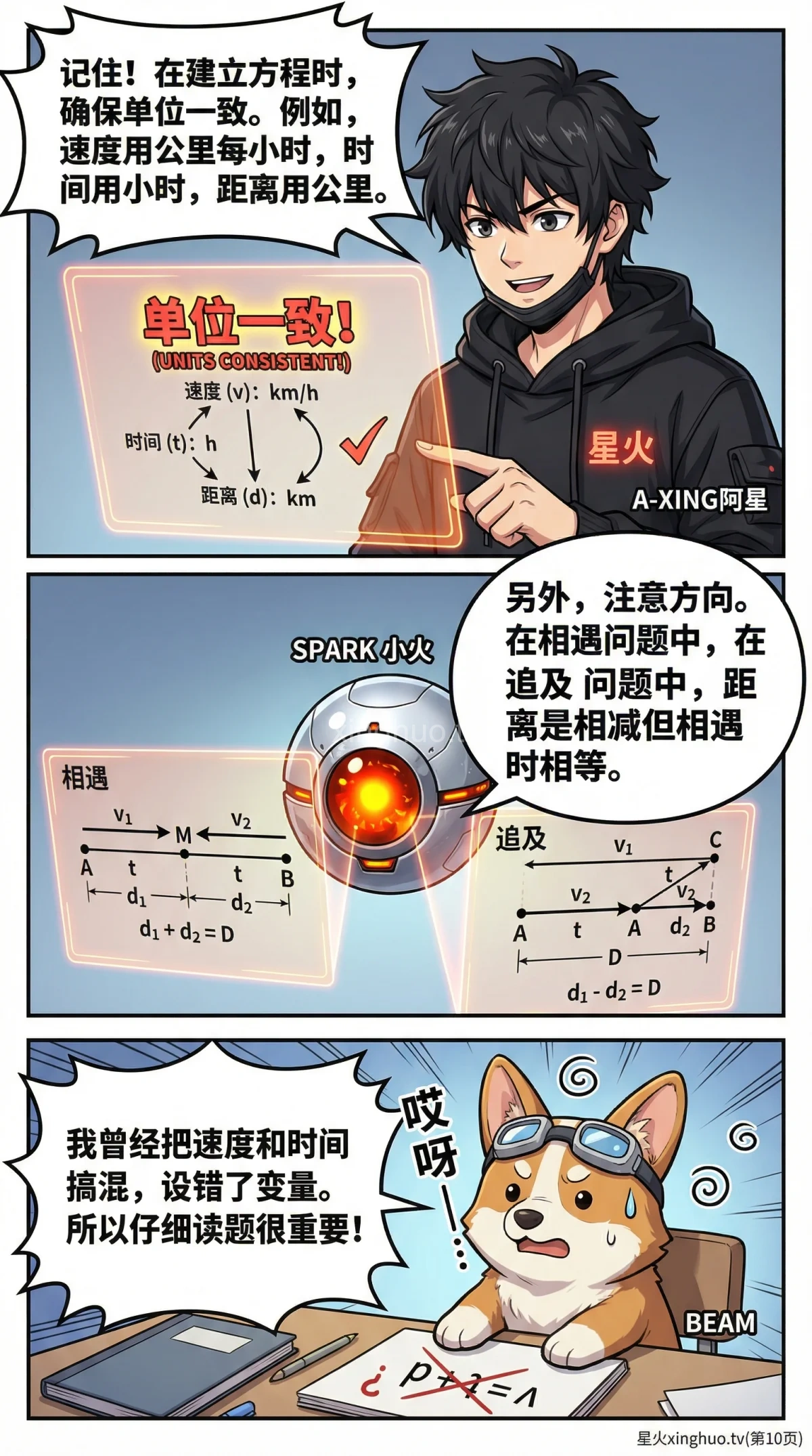 相遇追及问题详解：方程组解法与练习题 | 小学数学/初中数学应用题 - 第 10 页