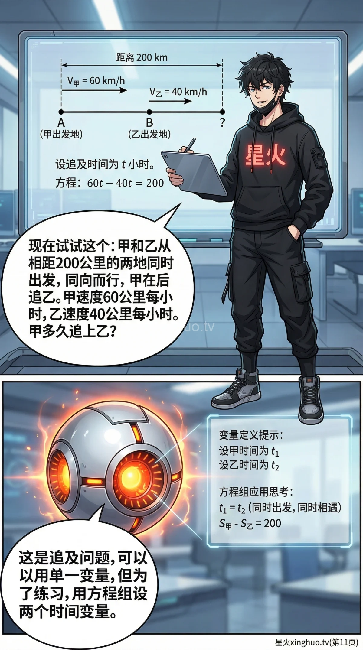 相遇追及问题详解：方程组解法与练习题 | 小学数学/初中数学应用题 - 第 11 页