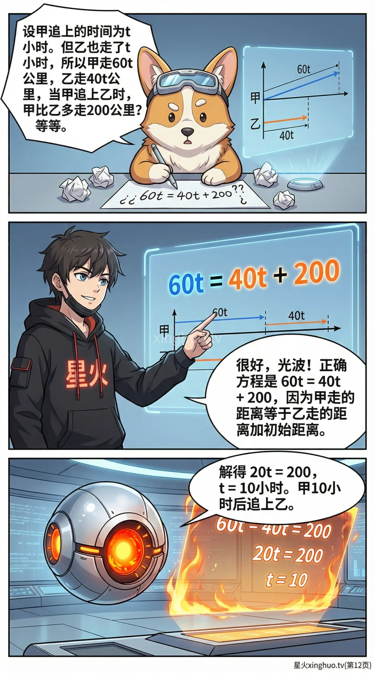 相遇追及问题详解：方程组解法与练习题 | 小学数学/初中数学应用题 - 第 12 页