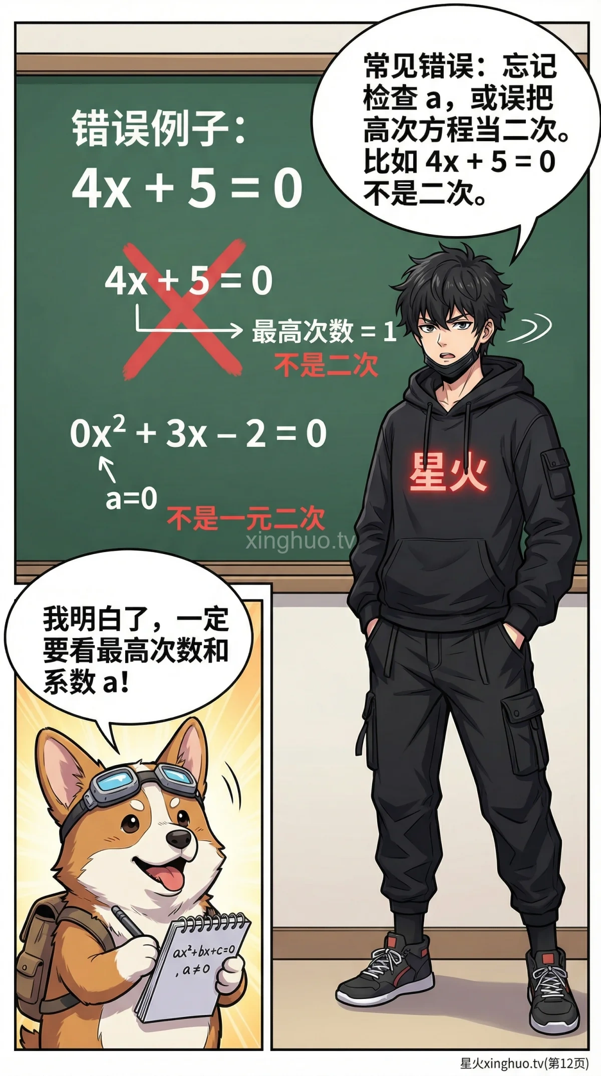 一元二次方程详解：标准形式、识别方法与核心概念 | 漫画教学 - 第 12 页