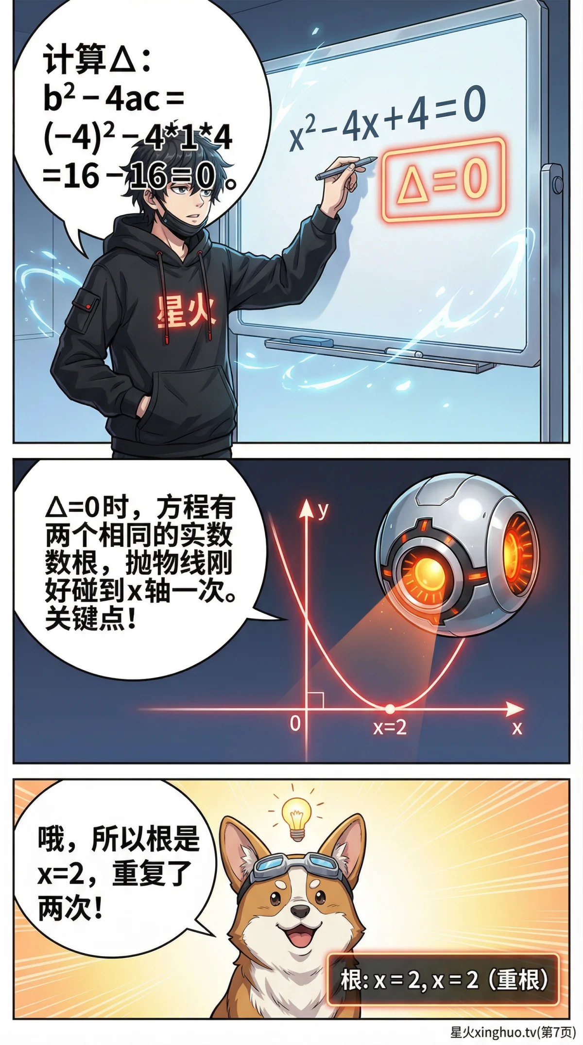 一元二次方程判别式(Δ公式)详解：如何判断根的性质与个数 | 漫画教学 - 第 7 页