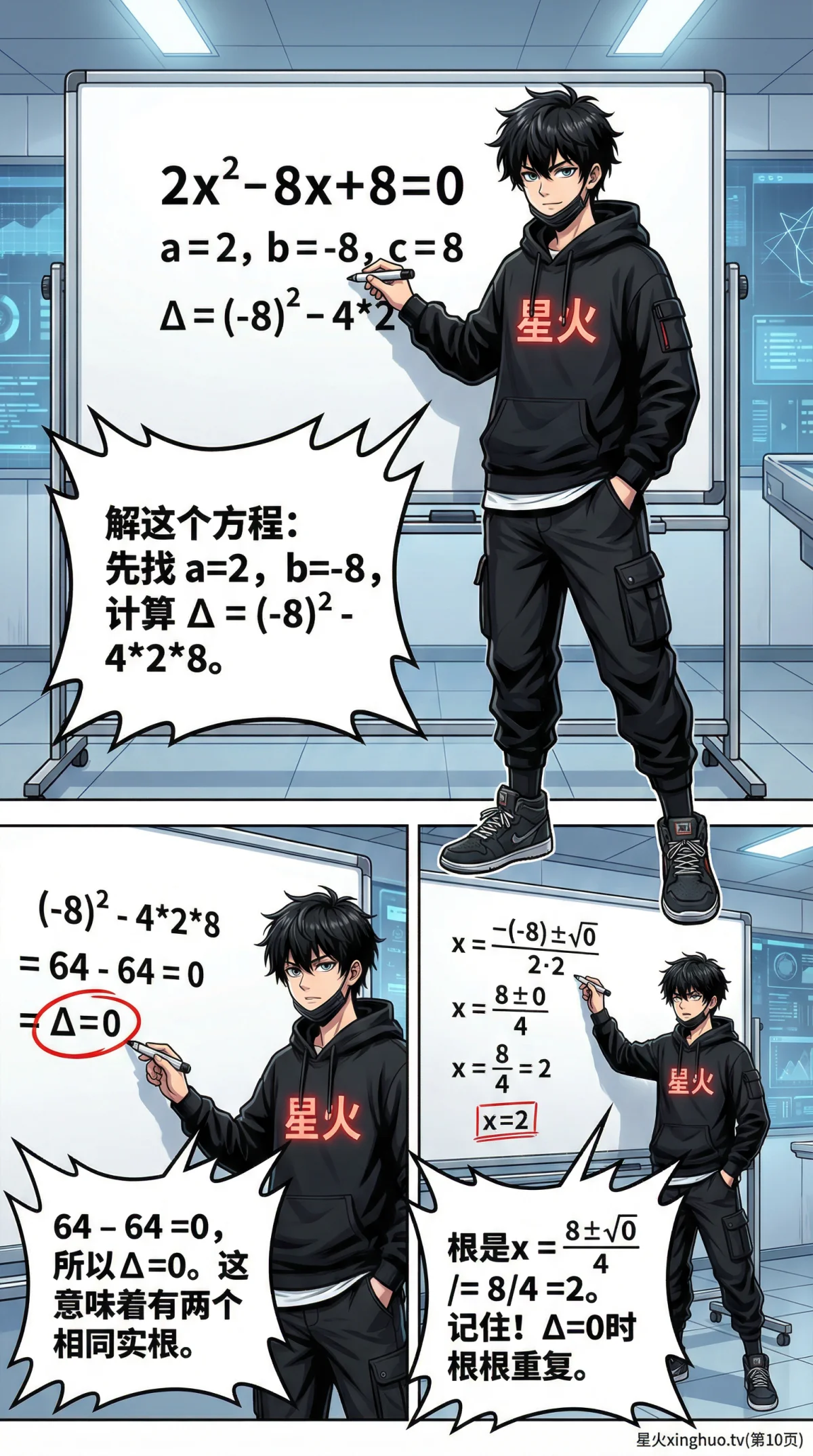 一元二次方程判别式(Δ公式)详解：如何判断根的性质与个数 | 漫画教学 - 第 10 页