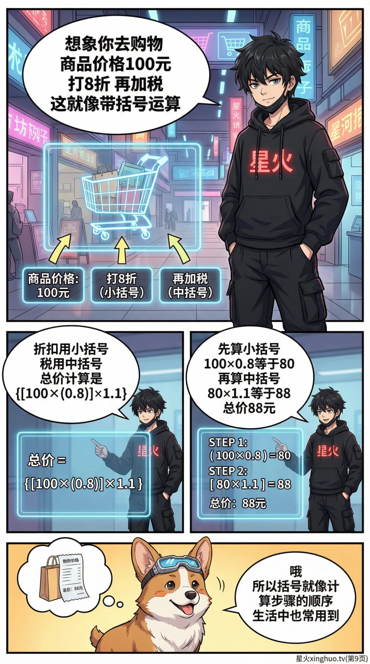 带括号的混合运算规则详解(附例题与练习题) | 小学数学计算 - 第 9 页