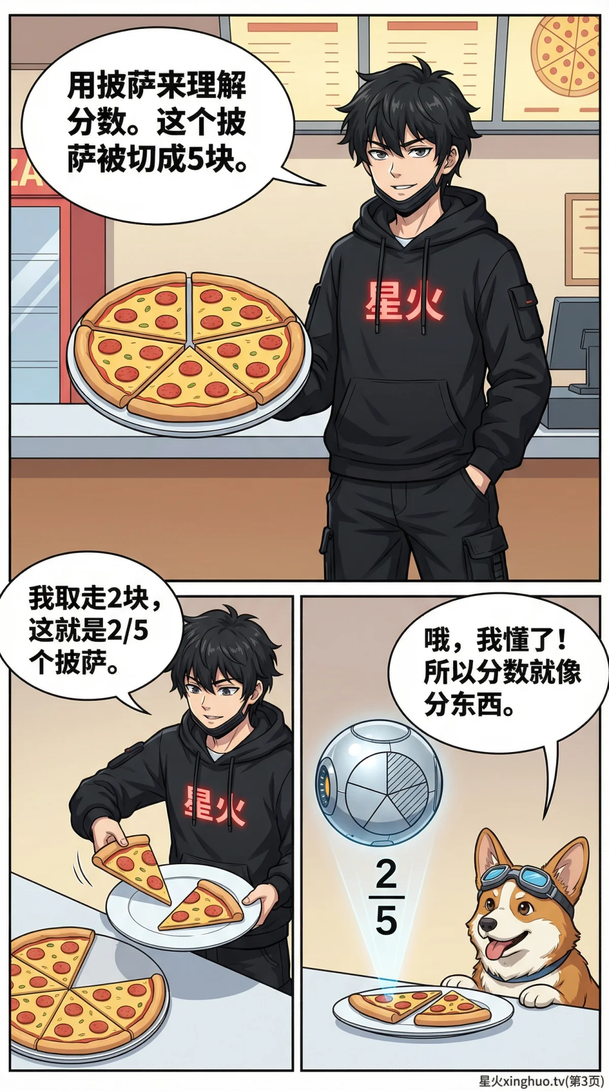 同分母分数加减法详解：计算方法、练习题与漫画图解 | 小学数学 - 第 3 页