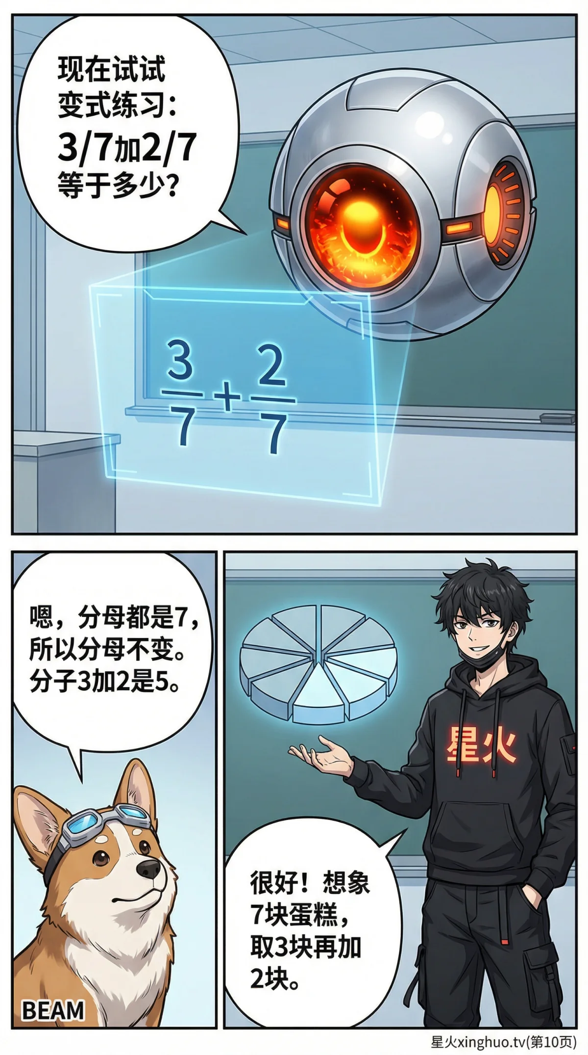 同分母分数加减法详解：计算方法、练习题与漫画图解 | 小学数学 - 第 10 页