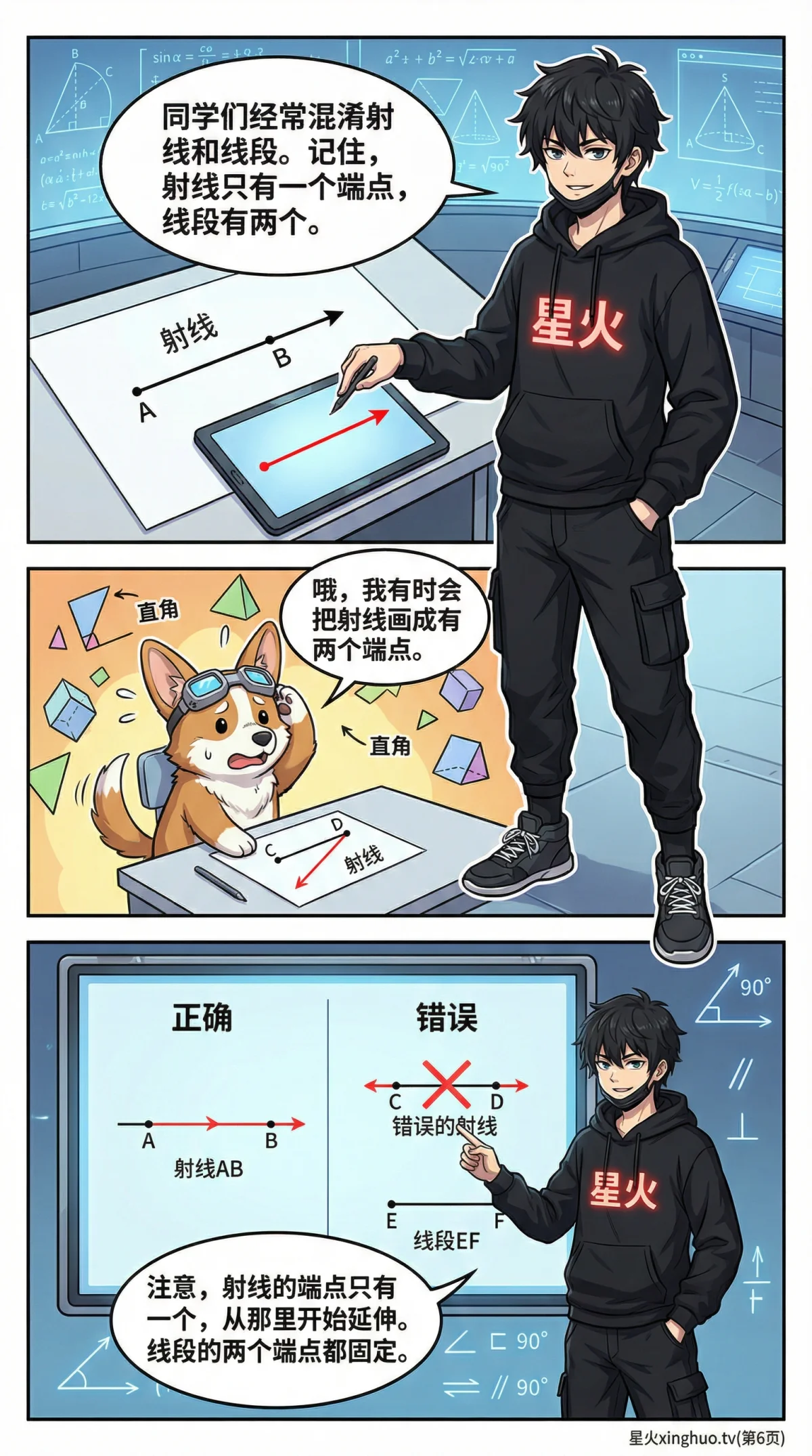 直线、射线、线段的概念、区别与练习题详解 | 附图形 - 第 6 页