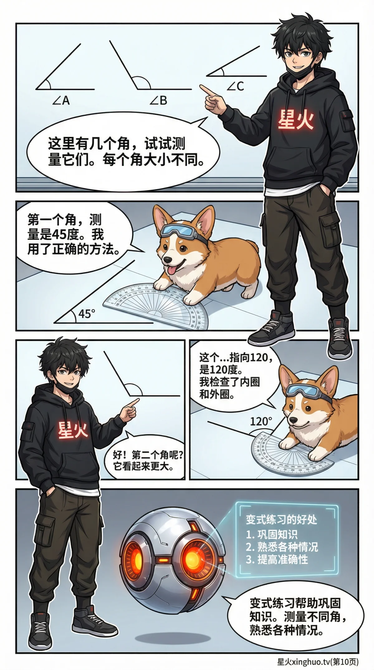 角的认识与度量详解：角的分类、测量方法与练习题 - 第 10 页