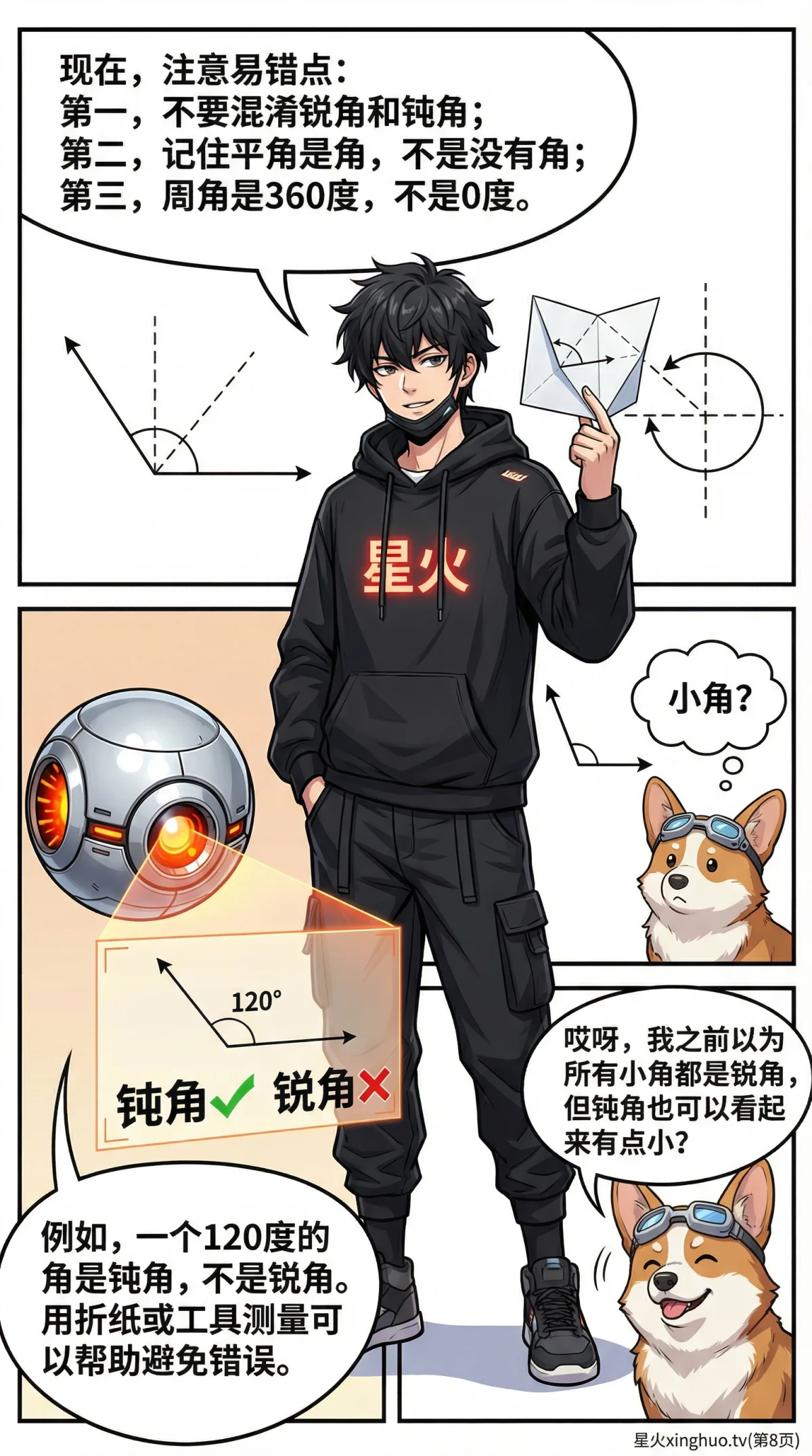 锐角直角钝角平角周角详解：角度分类、定义与练习题 | 数学几何基础 - 第 8 页