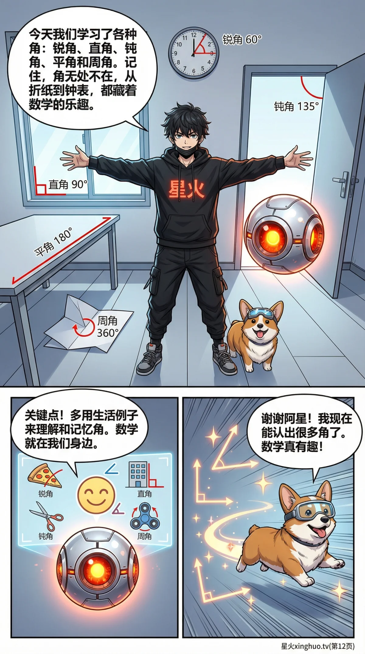 锐角直角钝角平角周角详解：角度分类、定义与练习题 | 数学几何基础 - 第 12 页