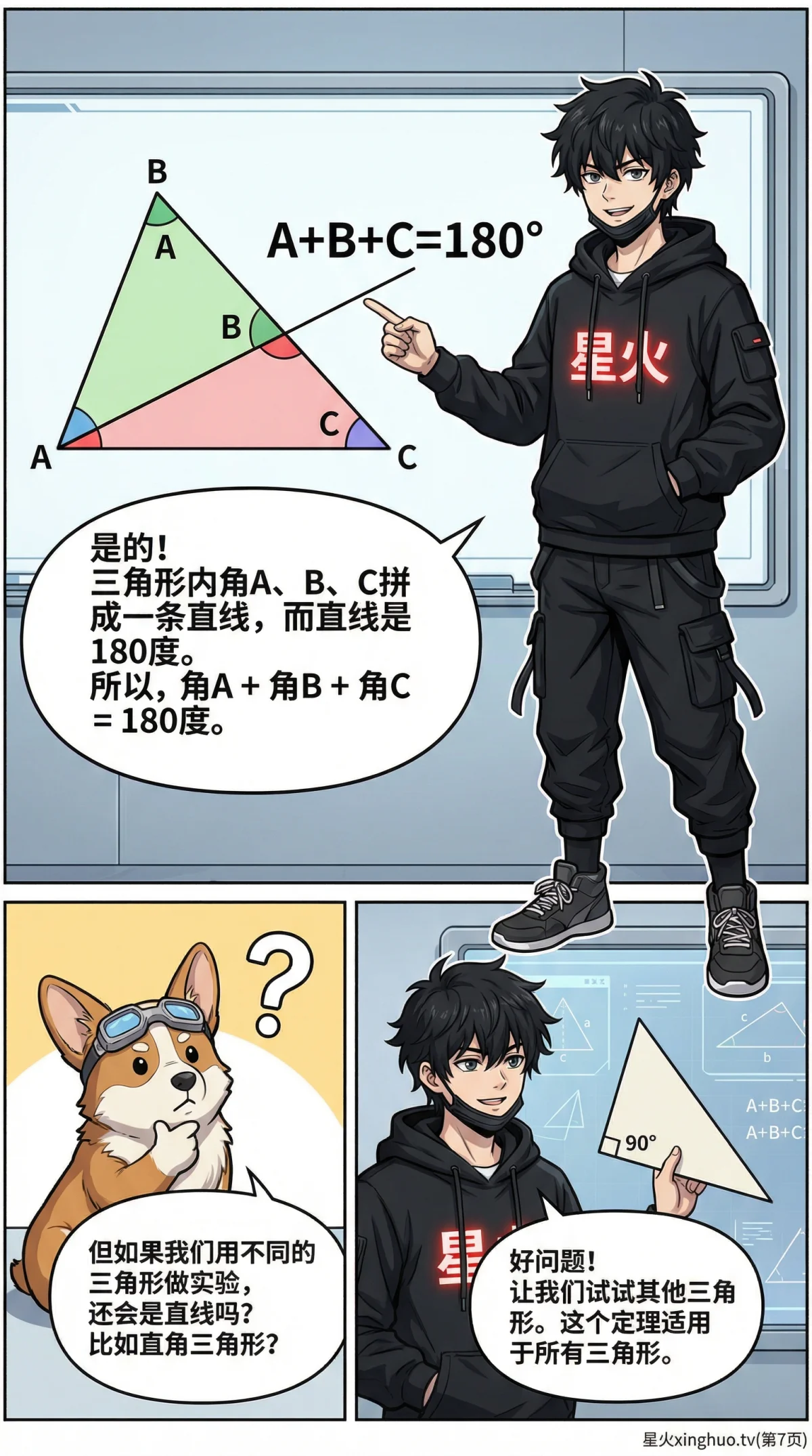 三角形内角和定理：证明方法、应用与例题详解 | 初中数学几何 - 第 7 页