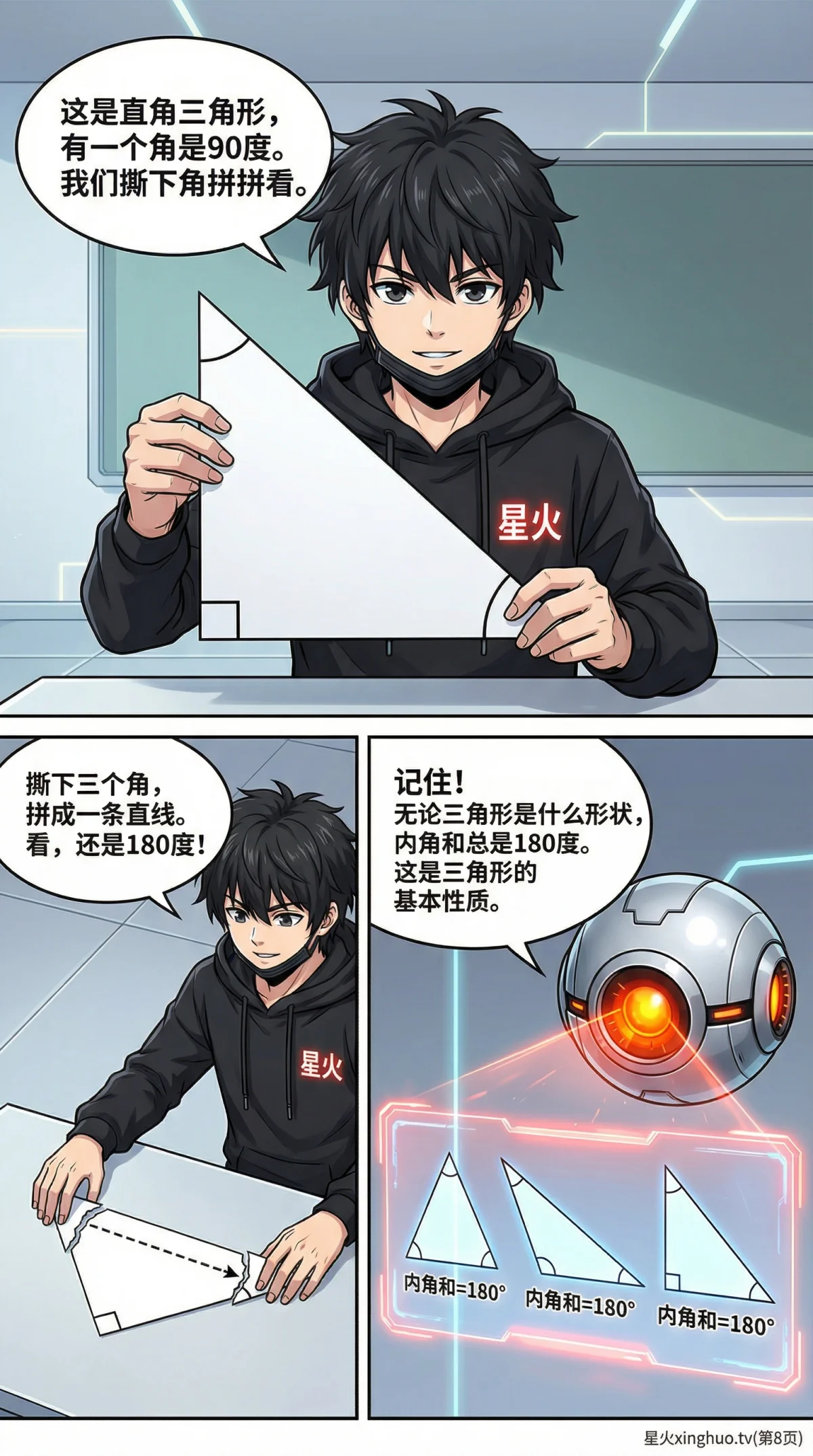 三角形内角和定理：证明方法、应用与例题详解 | 初中数学几何 - 第 8 页