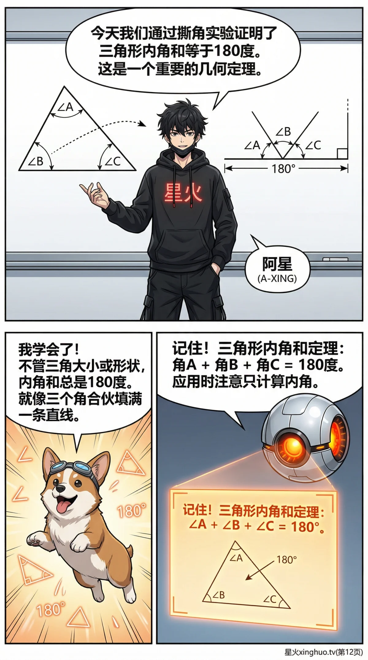 三角形内角和定理：证明方法、应用与例题详解 | 初中数学几何 - 第 12 页