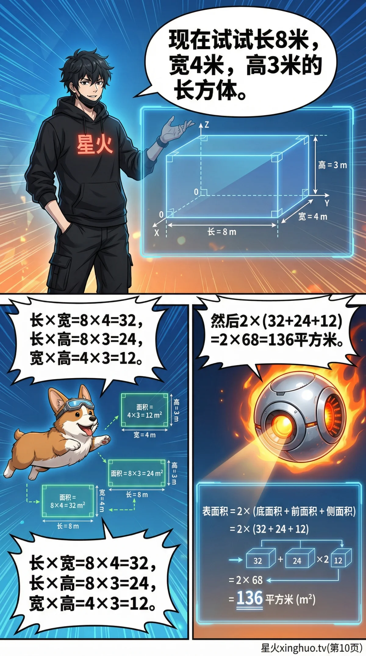 长方体表面积公式详解：定义、推导与计算实例 | 数学几何教学 - 第 10 页