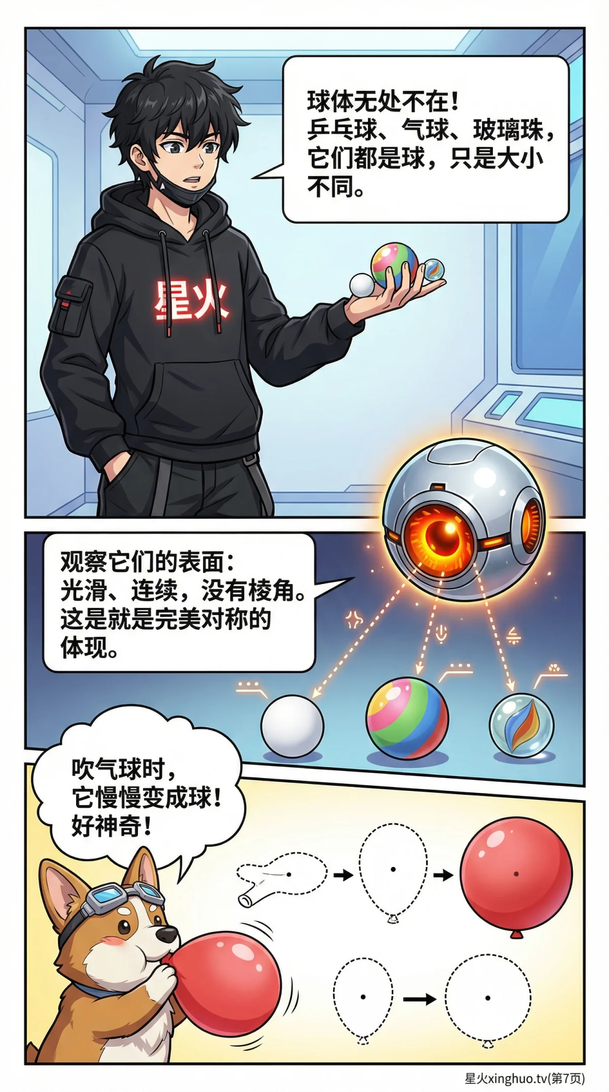 球的认识与性质详解：定义、公式与生活实例（数学漫画教学） - 第 7 页