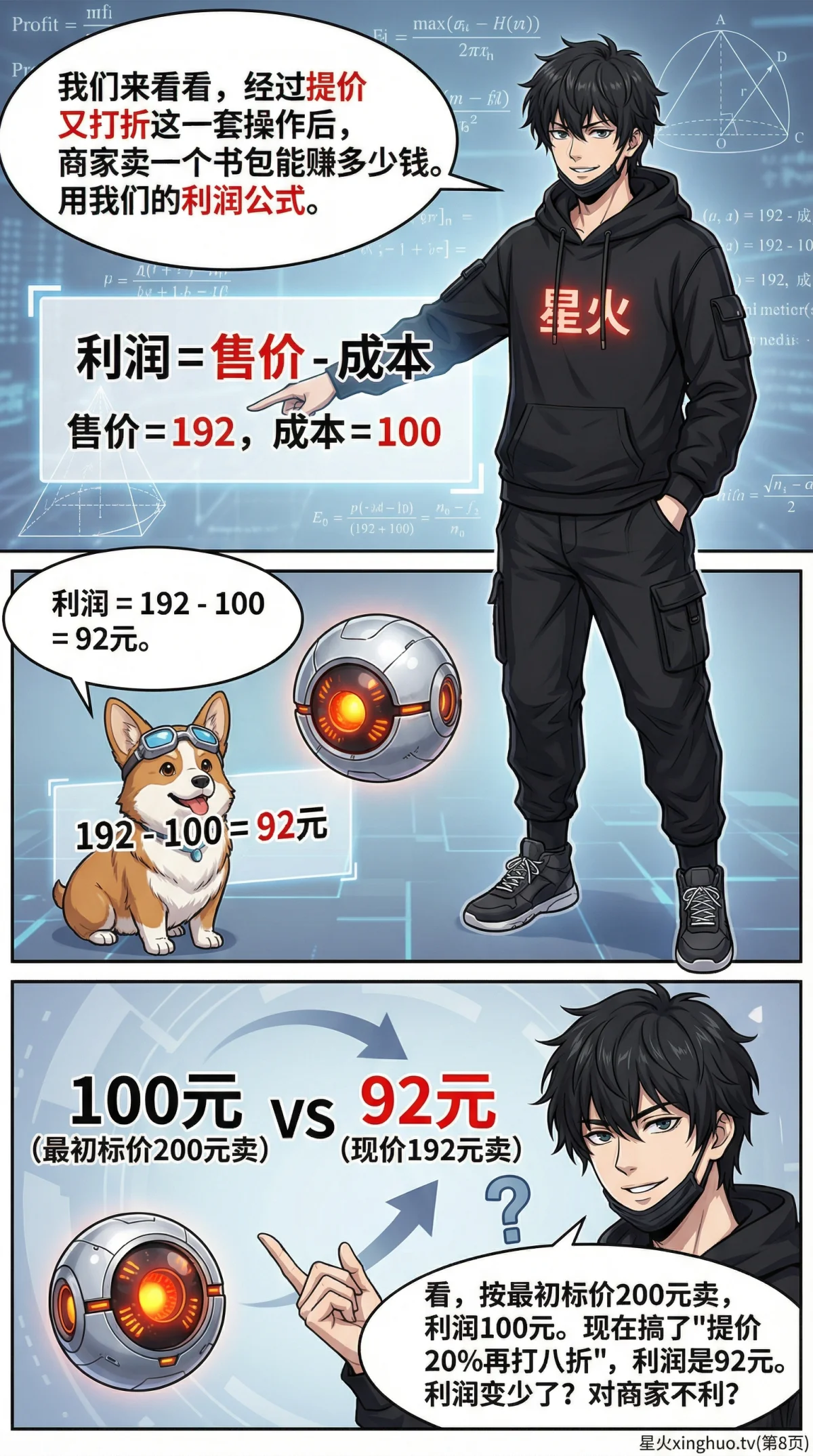 小学数学利润问题详解：标价、售价与利润计算（含练习题与漫画教学） - 第 8 页