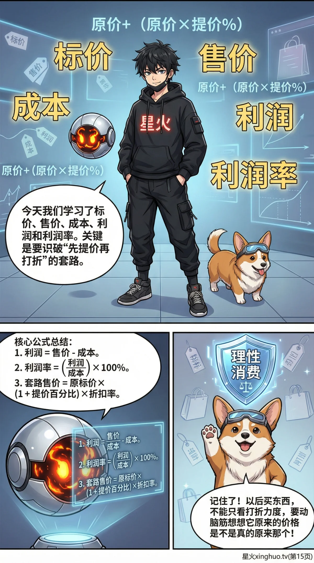 小学数学利润问题详解：标价、售价与利润计算（含练习题与漫画教学） - 第 15 页