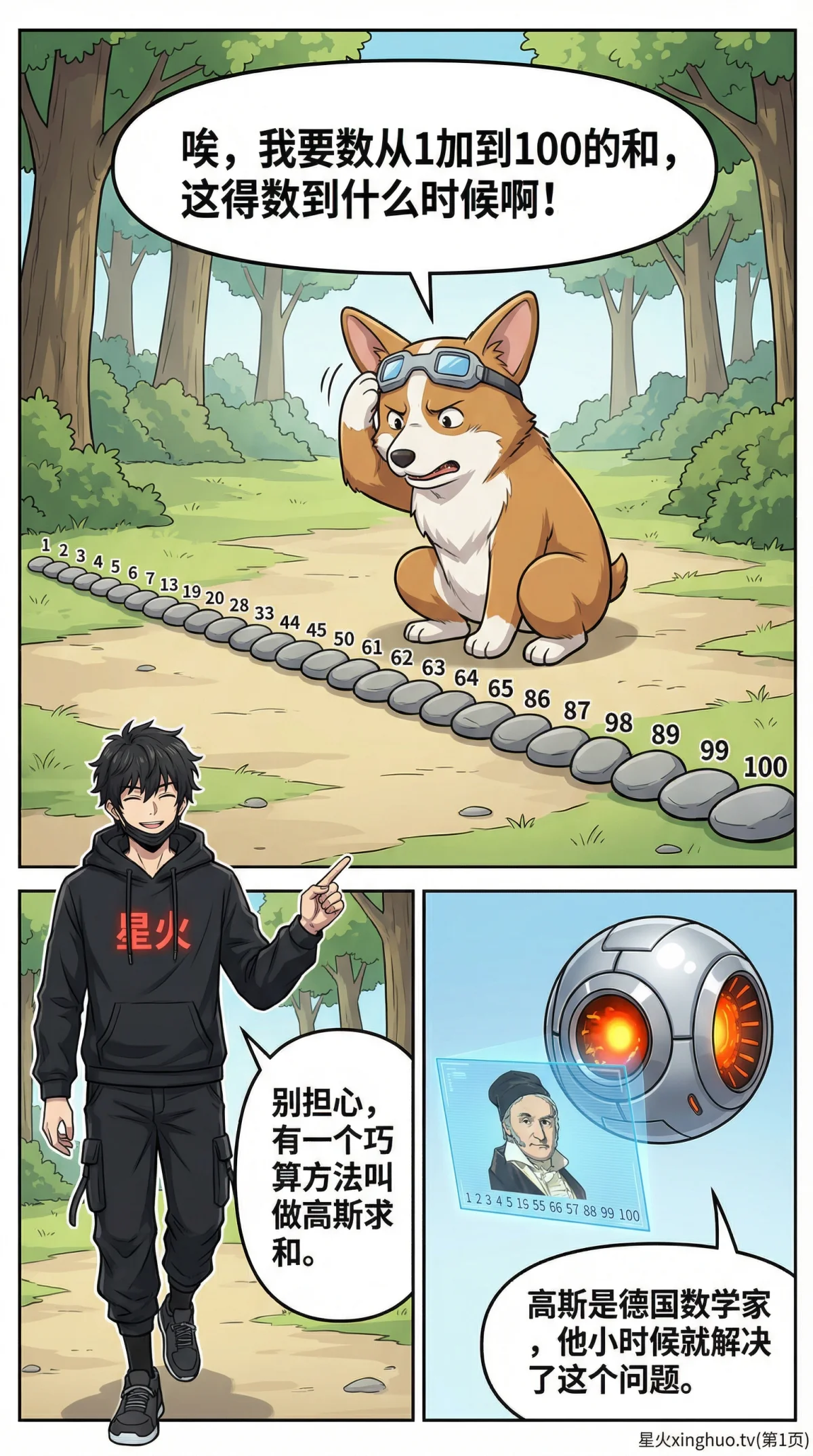 高斯求和与等差数列巧算详解：公式推导、例题与解题技巧 - 第 1 页