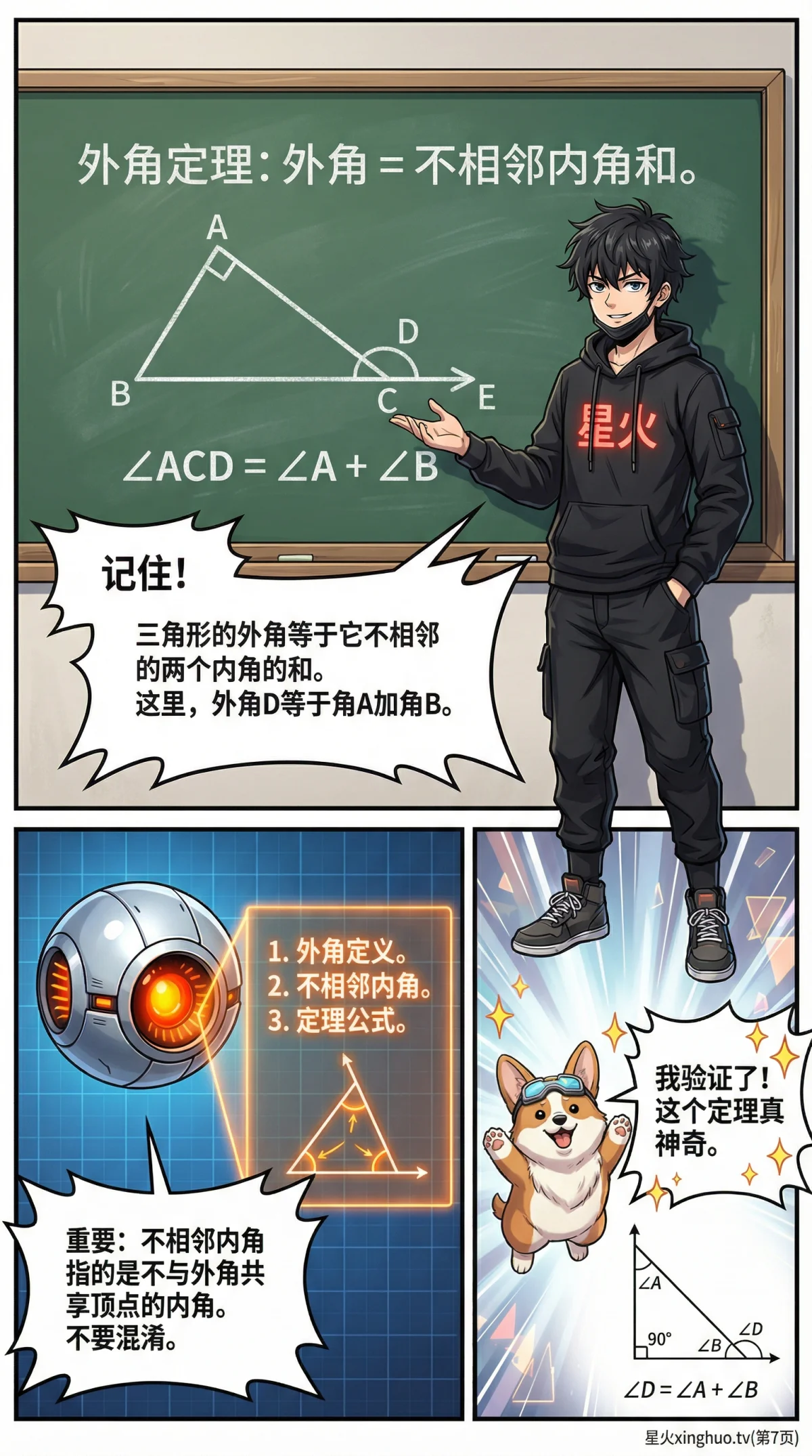 三角形外角定理：性质、证明方法与典型例题详解 - 第 7 页