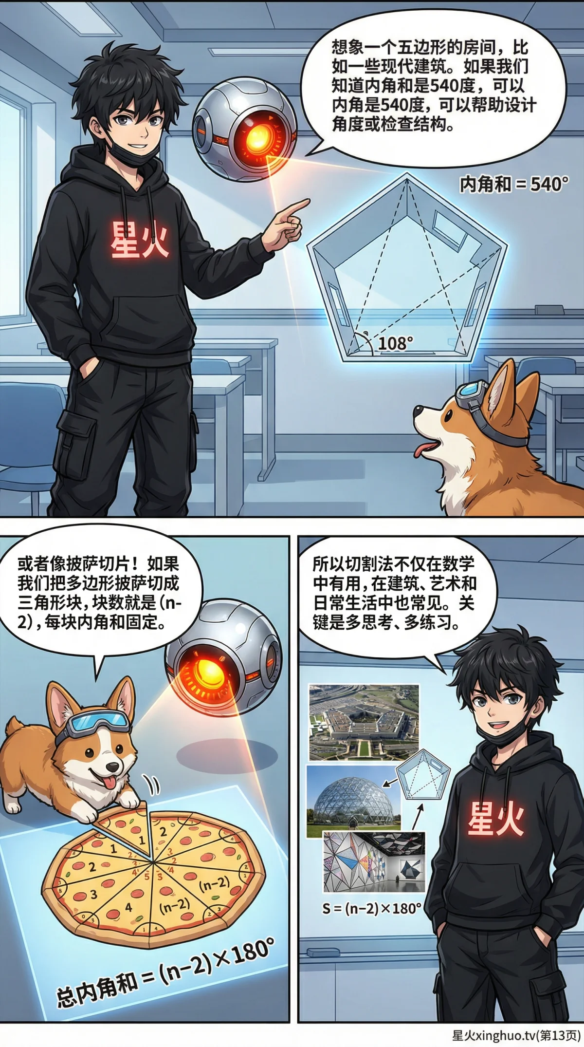 多边形内角和公式推导与切割法详解(含例题与证明) | 初中数学几何 - 第 13 页