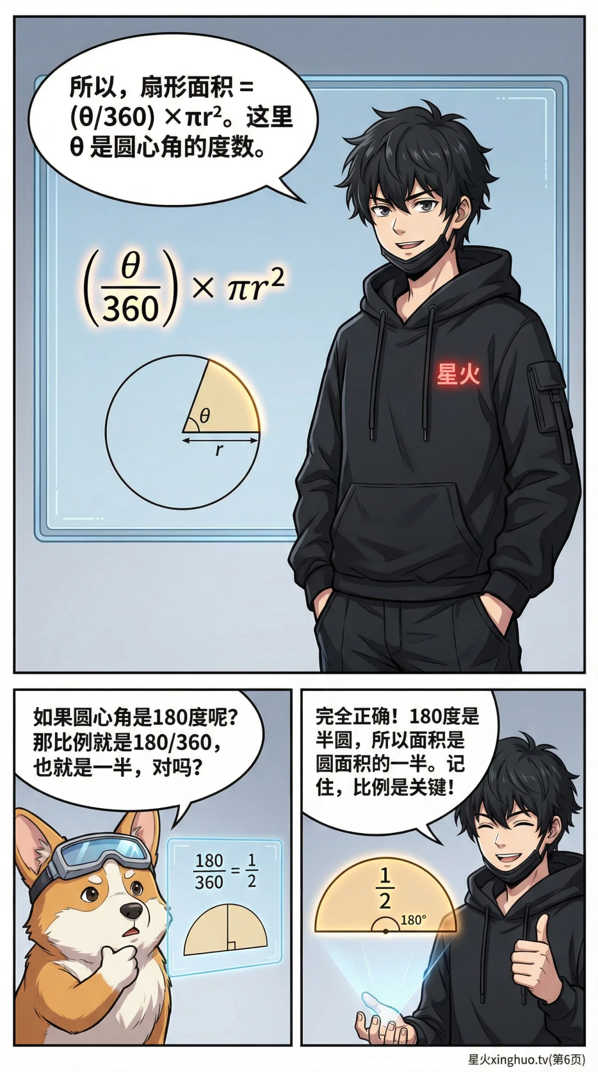 扇形认识详解：圆心角、弧长与面积公式全解析 | 数学几何教学 - 第 6 页