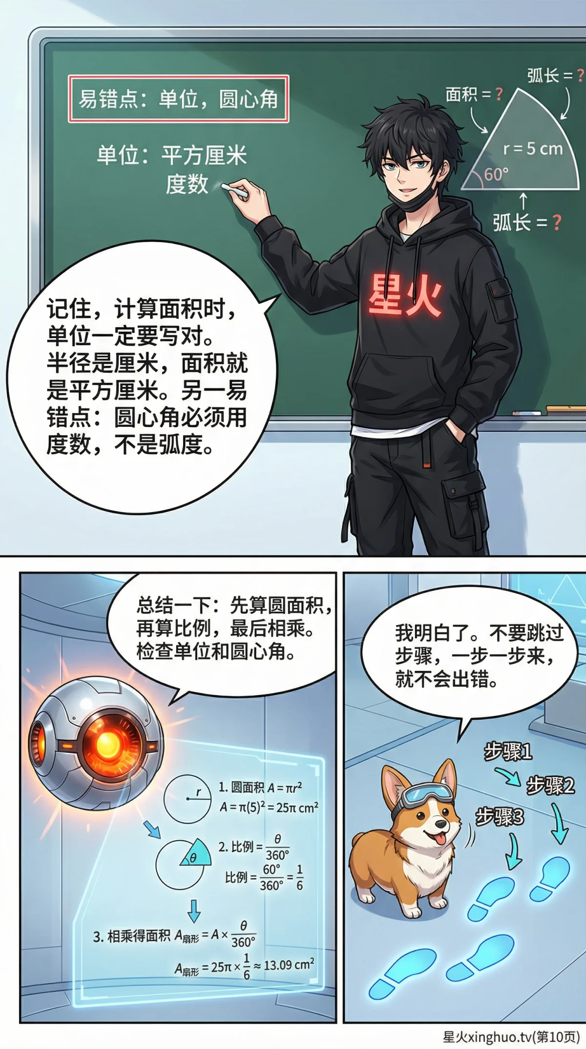 扇形认识详解：圆心角、弧长与面积公式全解析 | 数学几何教学 - 第 10 页