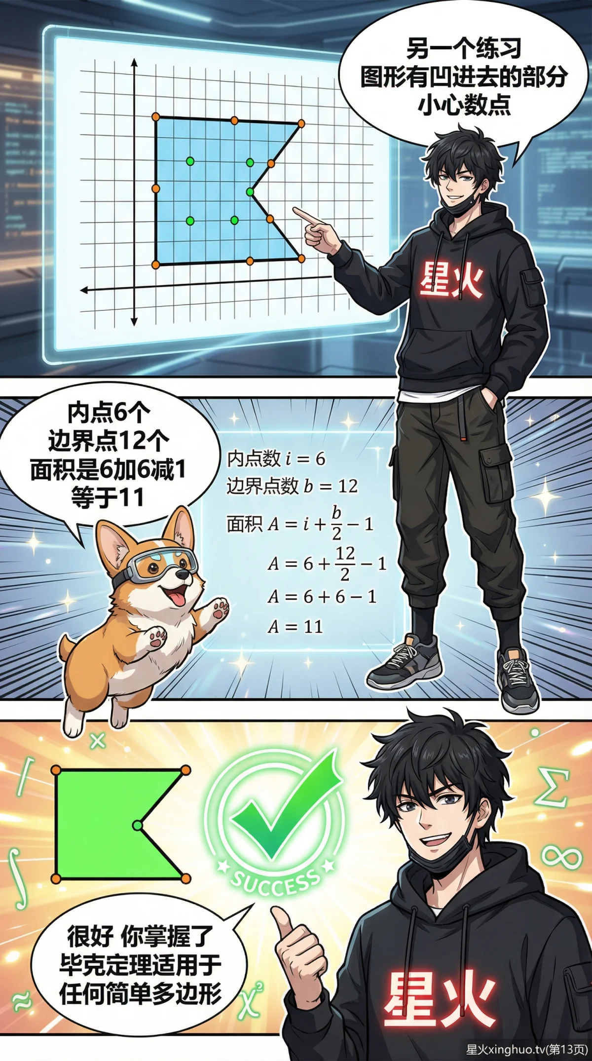 毕克定理详解：格点面积公式、证明与例题（初中/小学数学） - 第 13 页